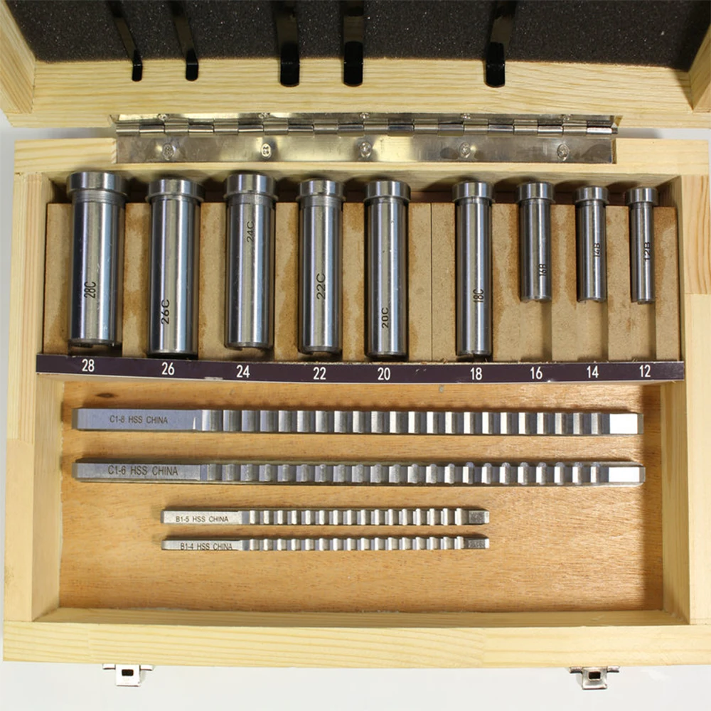 18PCS High-Speed Steel W2 Metric Keyway Broach Set 4/5/6/8mm Broaches 12-28 Cutting