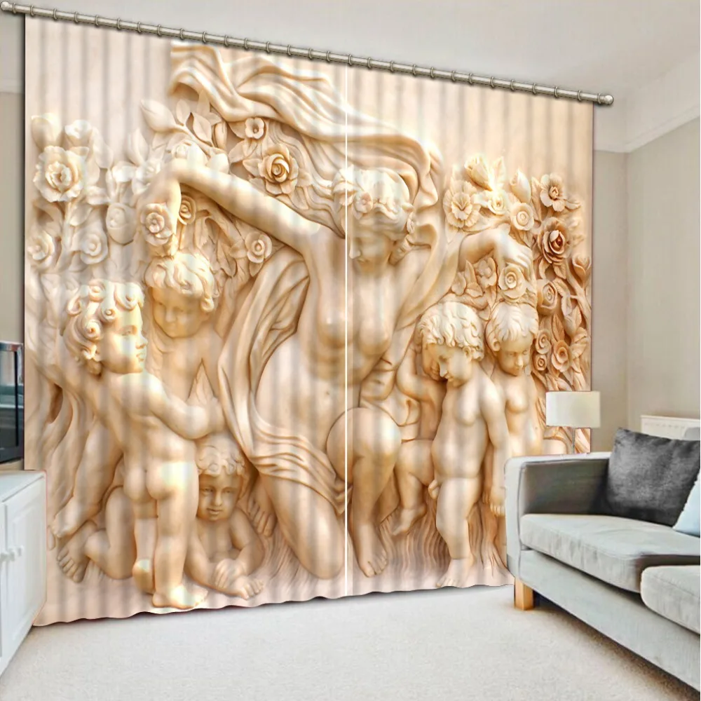 

High Quality Waterproof Bathroom Curtain angel curtains 3D Printing Modern Fashion Home Decor