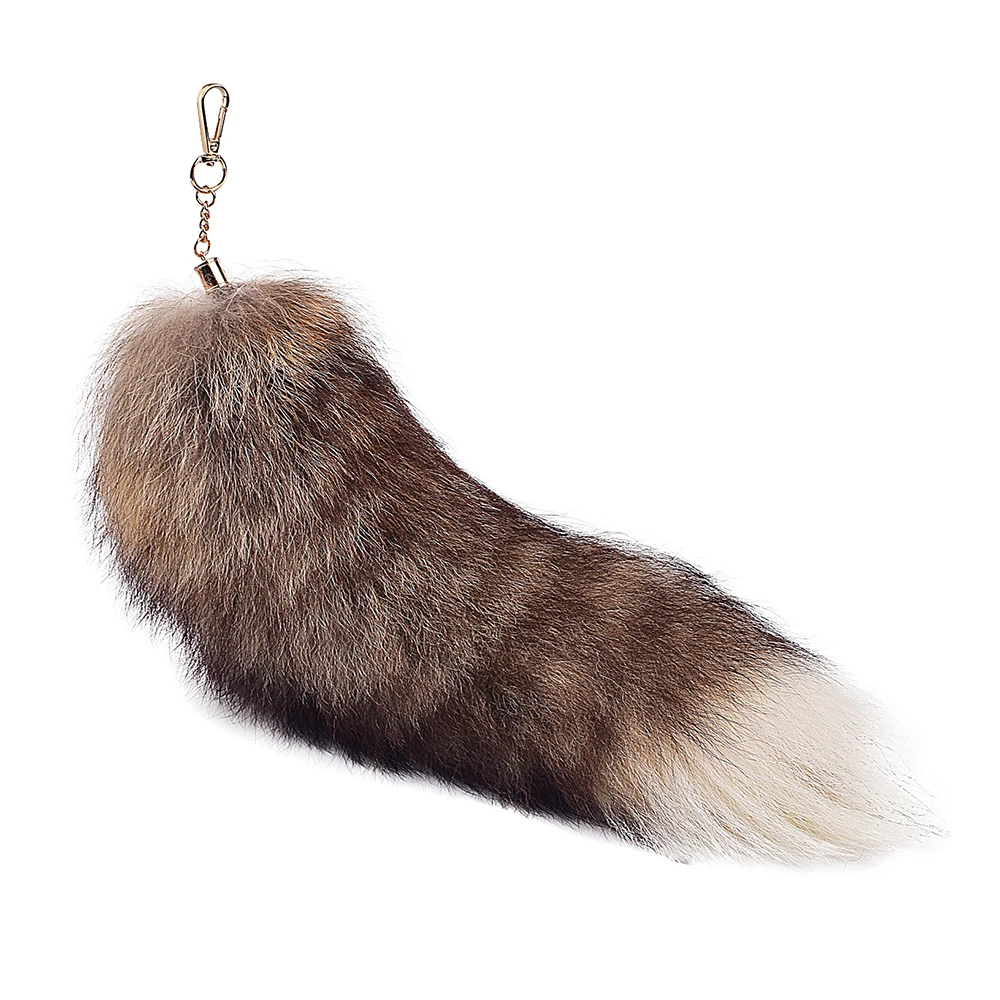 Large Fox Tail Keychain Pompoms Tassel Bag Pendant Women Key Ring Fluffy Real Fur Key Chain Charming Girl's Key Holder Gifts