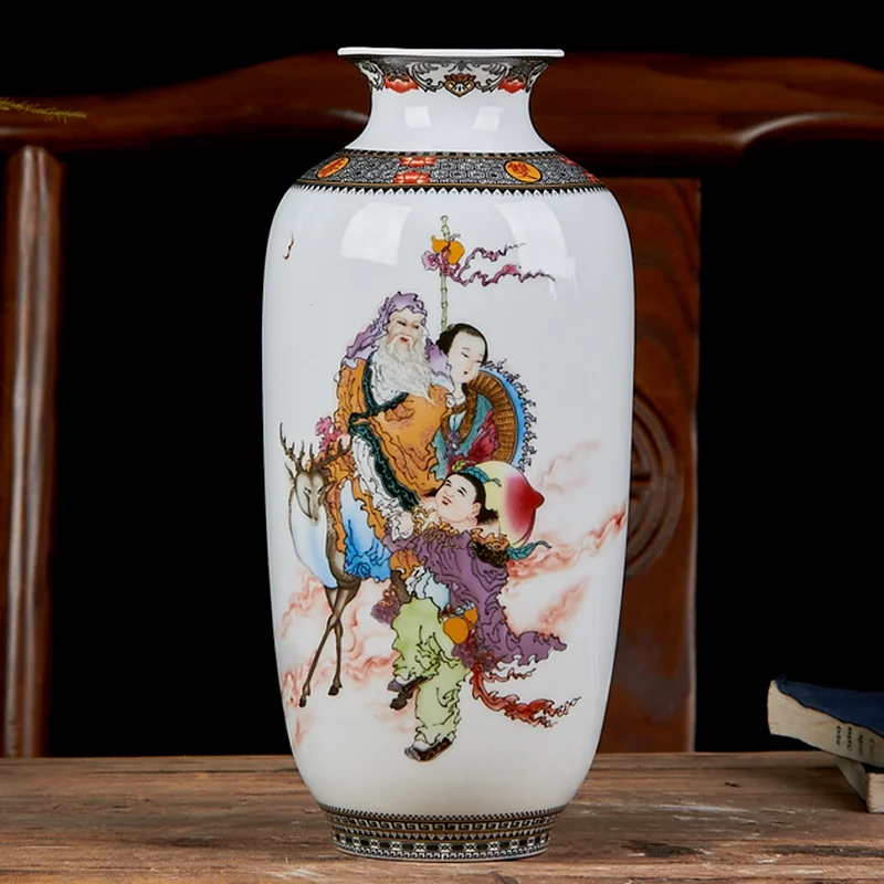 

25cm Chinese Antique Jingdezhen Reproduction Ceramic Flowers Vase Home Decorate