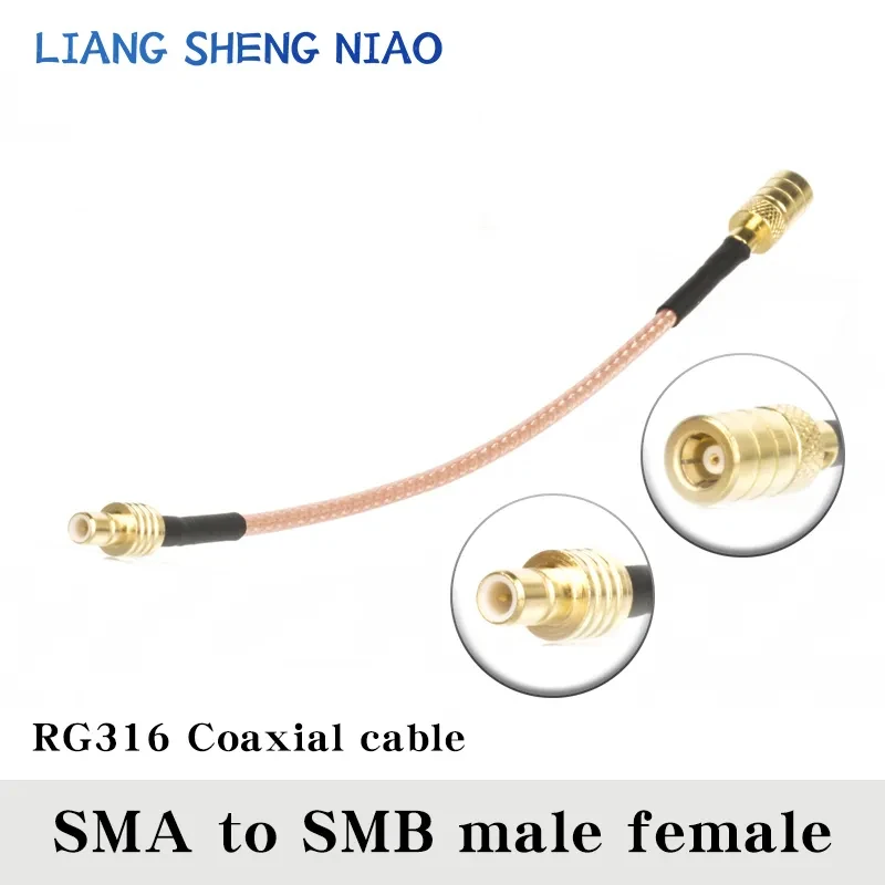 RG316 Cable SMB Female Jack Nut Bulkhead to SMA Male Plug Connector RF Coaxial Jumper Pigtail Straight SMA to SMB to SMA cable