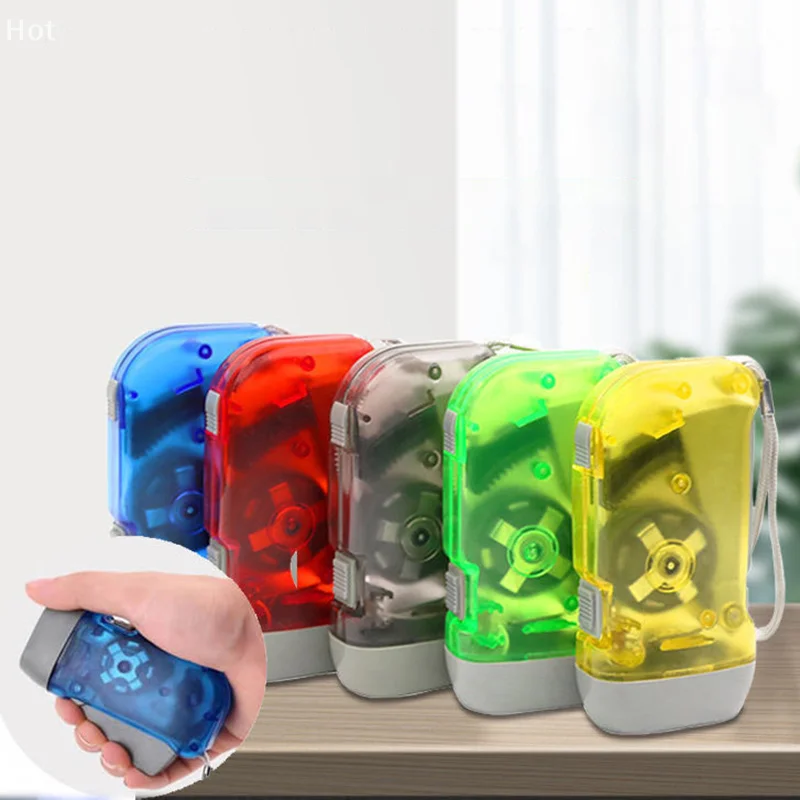 1Pc Household Hand-held Self Generating Flashlight Rechargeable Outdoor Night Camping Rainproof Portable LED Lighting Flashlight
