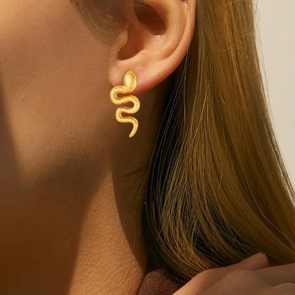 Kuziduocai Statement 100% Stainless Steel New Fashion Non Allergic Jewelry 18K Gold-plated 14 Styles Women Stud Earring 1 Pair