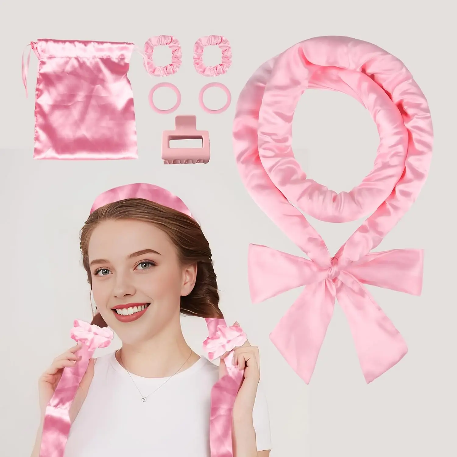 

7PCS Satin Heatless Curls Overnight Curling Set Hairband Soft Curlers to Sleep In Overnight Curls Headbands for Women Heatless