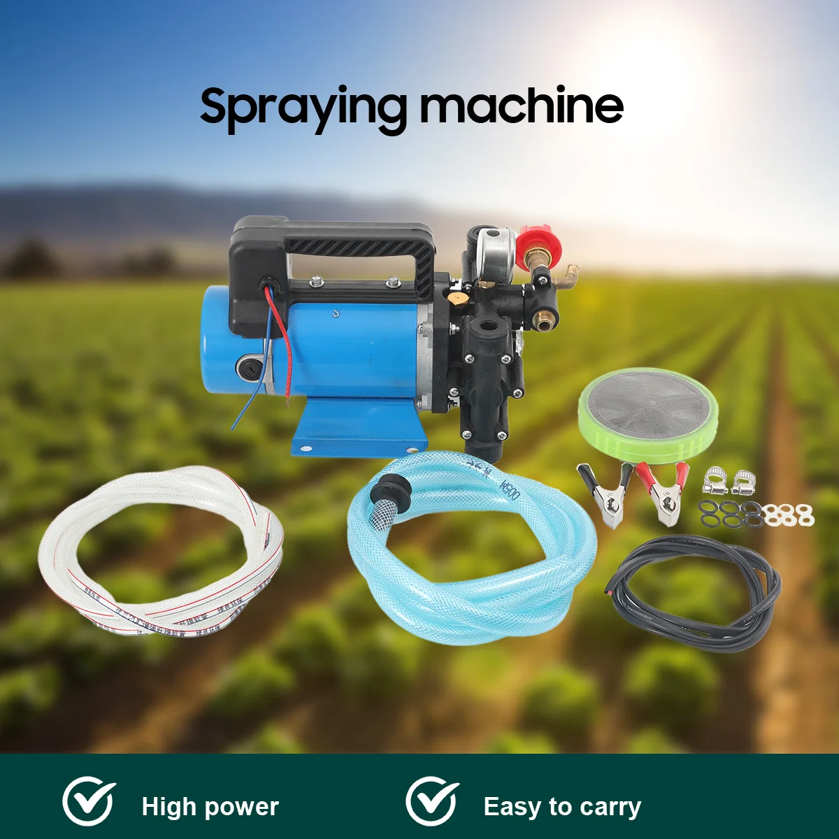 Landwirtschaftliche elektrische Hochdruckpumpe, 24 V, 16 l/min, Doppelzylinder-Kolbenpumpe, Sprühen, Bewässerung, Autowaschanlage, Pestizidsprüher – Detail 11