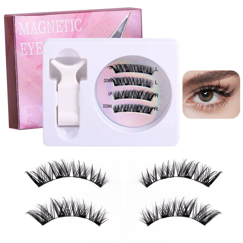 DIY Magnetische Saug Falsche Wimpern Make-Up Langlebig Kleber Kostenloser Falsche Wimpern Flauschigen Wiederverwendbare Cat Eye Gefälschte Wimpern