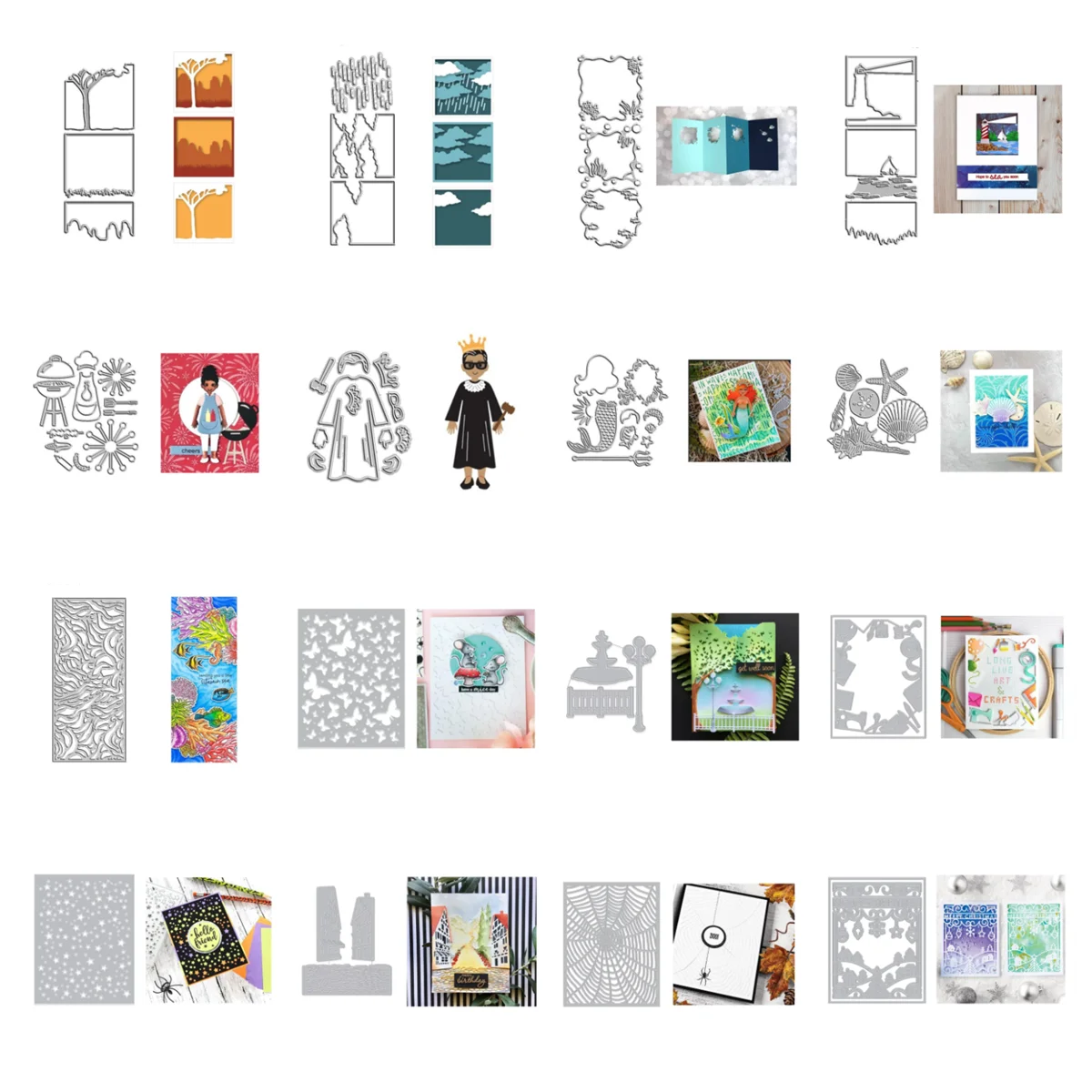 

Cutting Dies Merry Christmas Butterfly Star Background Scenery Ocean Mermaid Scrapbooking For Paper Making Frame Card Craft