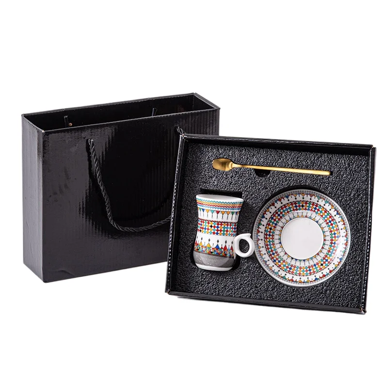 Turkish Coffee Cup Fantasy Series High Quality Ceramic Red Tea Cup Exquisite Pattern Gift Box