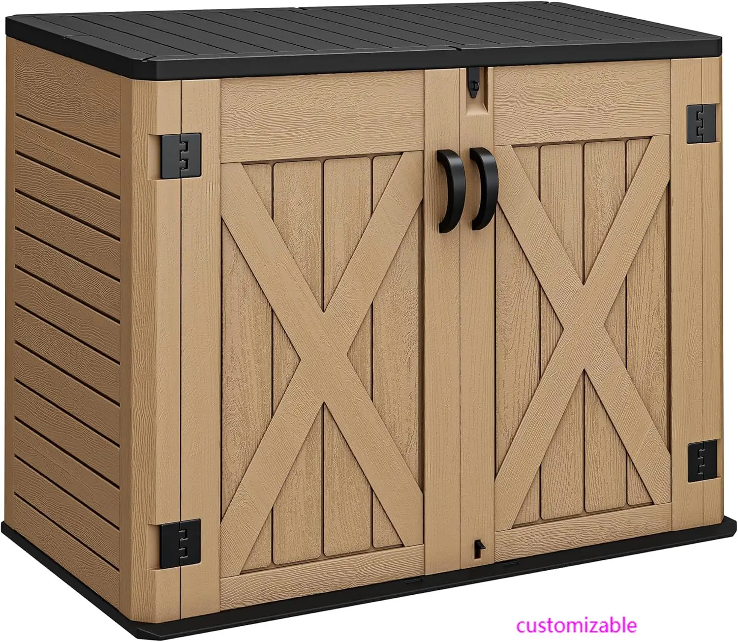 대형 야외 수평 보관 창고, 47 cut 송진 도구 창고, 선반 포함, 야외 방수 보관, 쓰레기통 바닥 포함