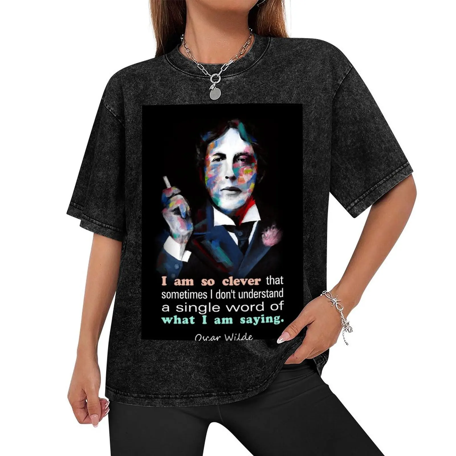 Quotation of OSCAR WILDE : I am so clever T-Shirt rapper graphic tees cute clothes plain black t shirts men