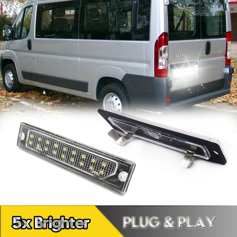 

2Pcs For Fiat Ducato LED Number License Plate Lights Lamps For Peugeot Boxer Manager Citroen Jumper Realay Bus Box 1994-2002