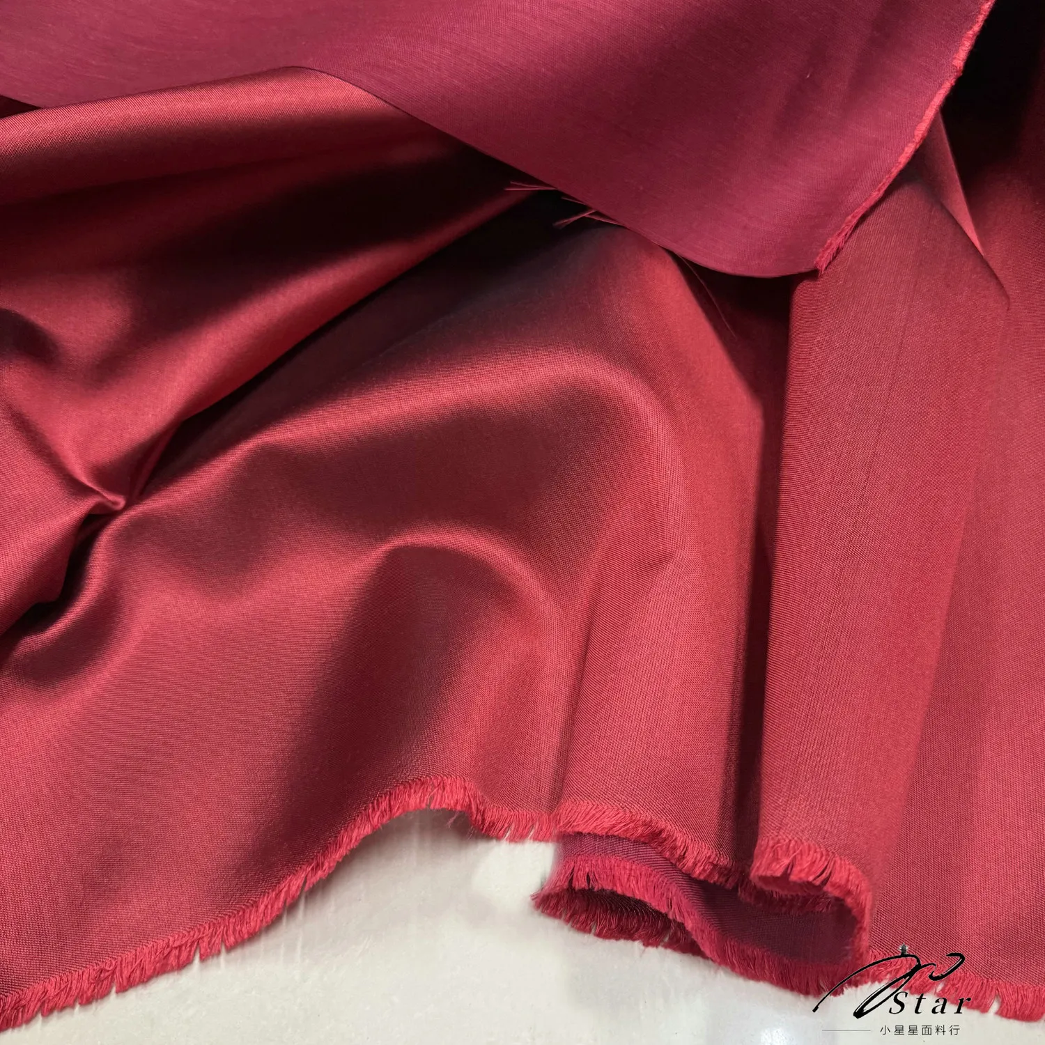 Dark Red Glossy Crisp Silk Wool Lining Skirt Suit Jacket Dress High-Grade Silk Wool Fabric Autumn and Winter