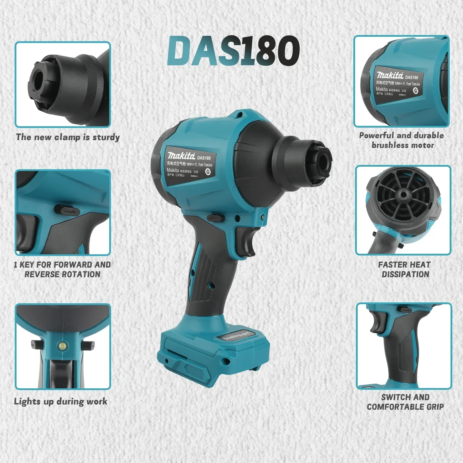 

Makita DAS180 18V Lithium-Ion Dust Blower - Portable Electric Air Gun for Blowing Dust in Tight Spaces(bare tool)