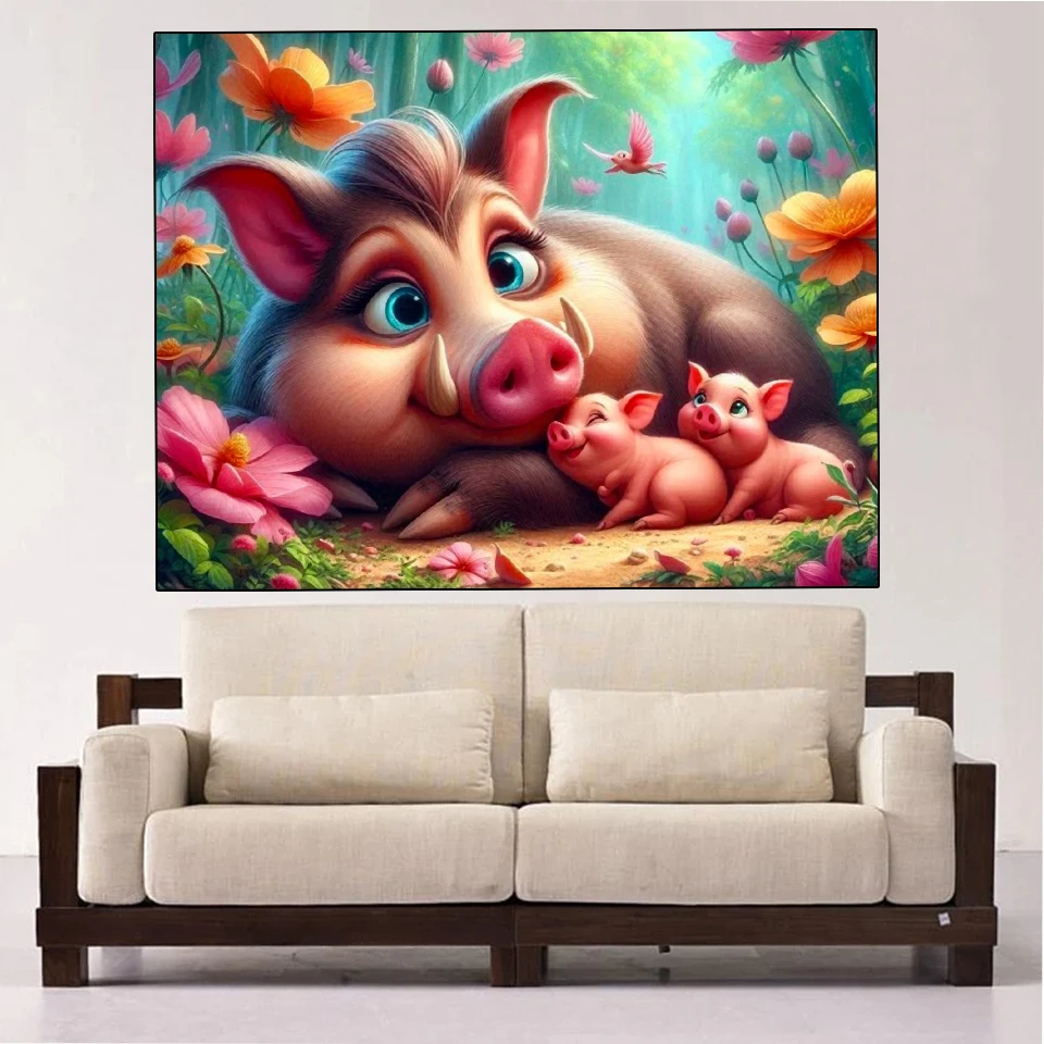 Full Diamond Painting Set Cute Pig Adult Leisure Stress Relief 5DDIY Diamond Art Set for Wall Decoration Crafts