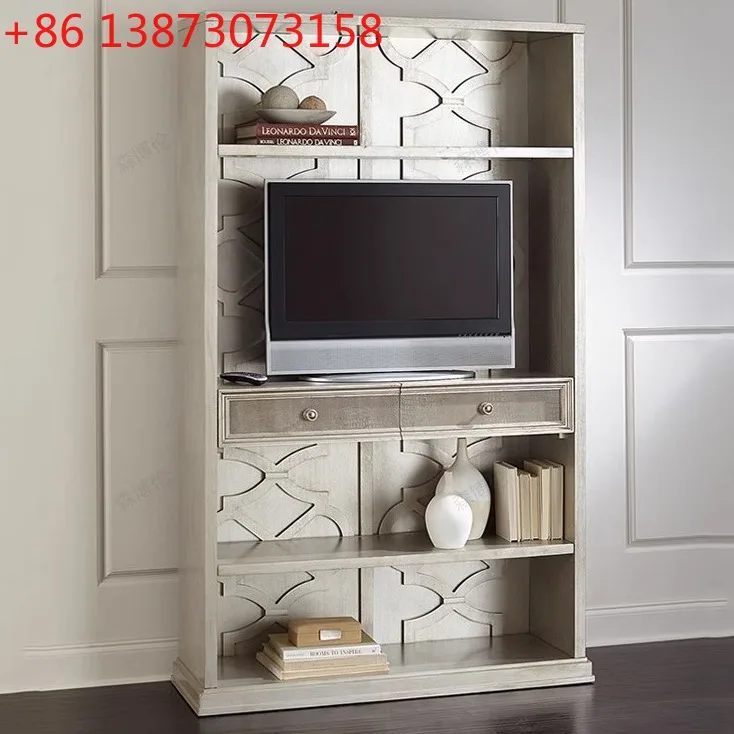 

Американский ретро-стеллаж для книг, витрина с французской гравировкой, декоративный шкаф для хранения в стиле Шампань Мори, бездверный книжный шкаф.