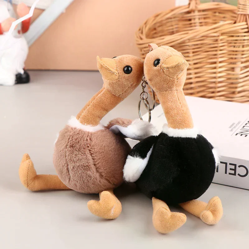 Simpatico struzzo peluche ciondolo cartone animato bambola di pezza morbida portachiavi zaino borsa per auto portachiavi decorazione regalo per bambini