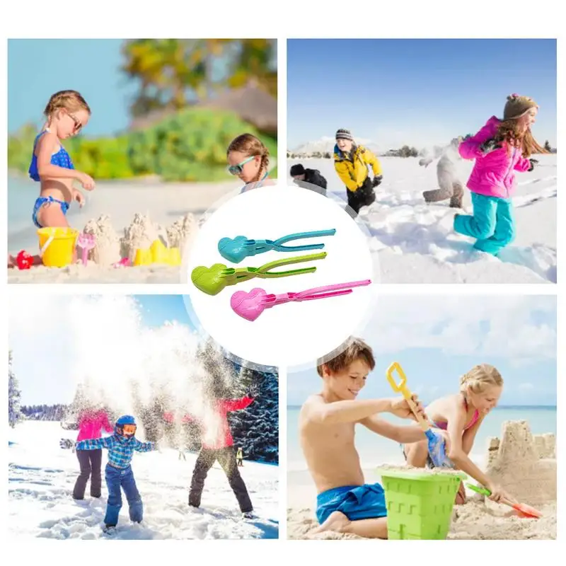 Coração em forma de neve brinquedos para crianças e adultos, lutas Maker, inverno Mould Tool, Clip, ao ar livre