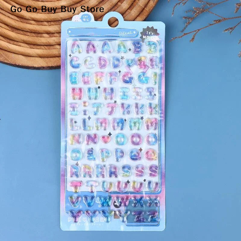 Colorful 3D Cartoon Alphabet Relief Sticker self-adhesive DIY Journal Planner Photo Decoration Student Reward Sticker Stationery