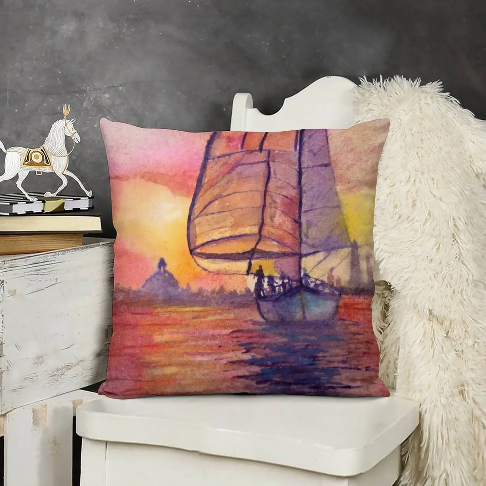 

Sunset Sailing Throw Pillow Luxury Cushion Cover New year Cushions For Children Christmas Cushion For Home pillow