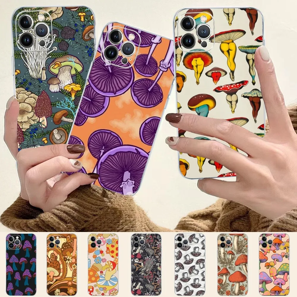 

Mushroom Phone Case For IPhone 15 14 13 12 Mini 11 Pro XS Max X XR SE 6 7 8 Plus Soft Silicone Cover