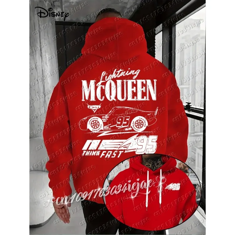 

Disney Motors Lightning McQueen Hoodie - Official Movie No. 95 Pullover Sweatshirt Men's Machine Washable Pullover