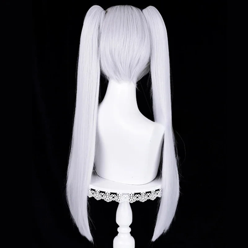 Anime Frieren Cosplay Wig Silver White Two Ponytails Heat Resistant Synthetic Hair Wigs