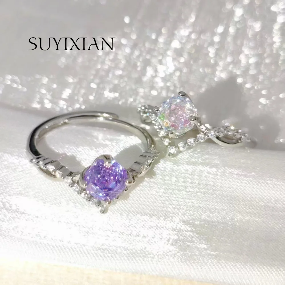 925 Sterling Silver Fashion Light Luxury Octagonal Millennium Rose Cut Zircon Ring, Birthday Anniversary Gift, Ladies Jewelry