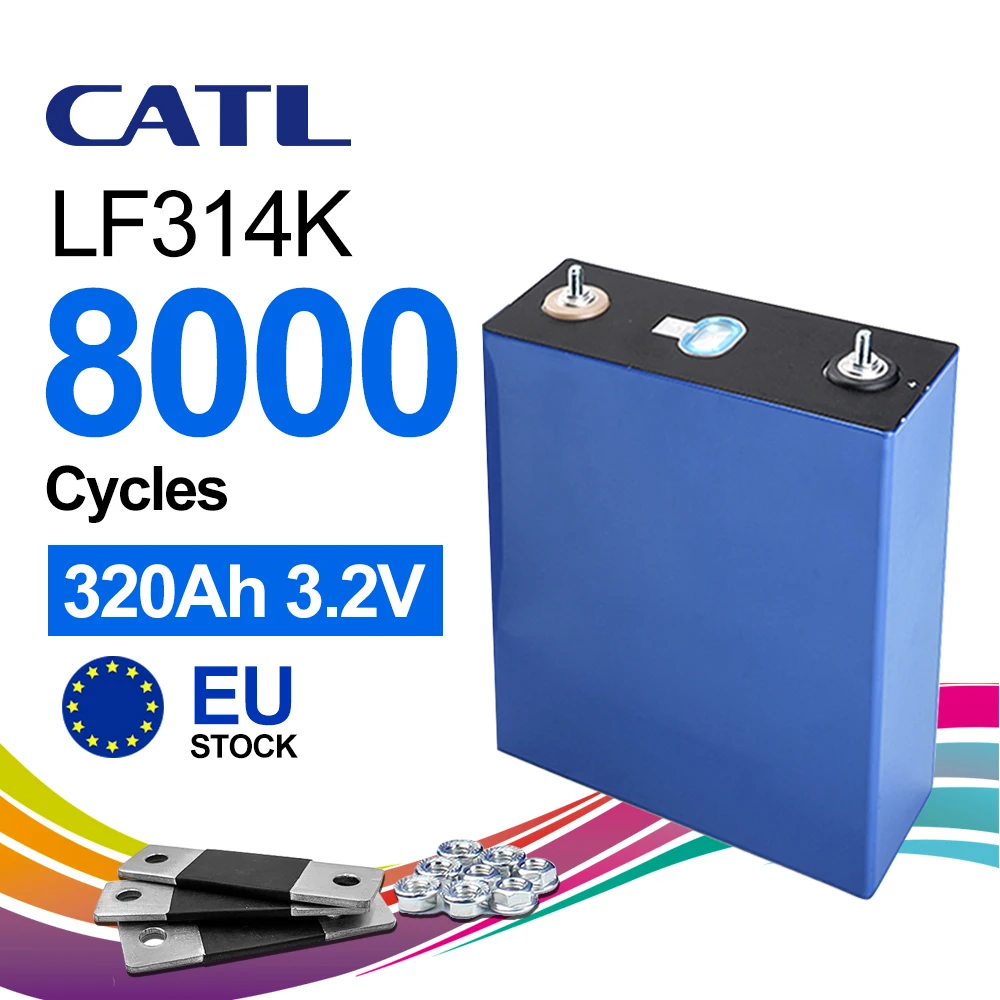 Image of EU-Lager CATL 314AH LiFePO4-Batterie für 15 kW 3,2 V 3,65 V LFP 48 V 320 Ah 7000 Zyklen wiederaufladbare Batterien Solarenergie USV ESS