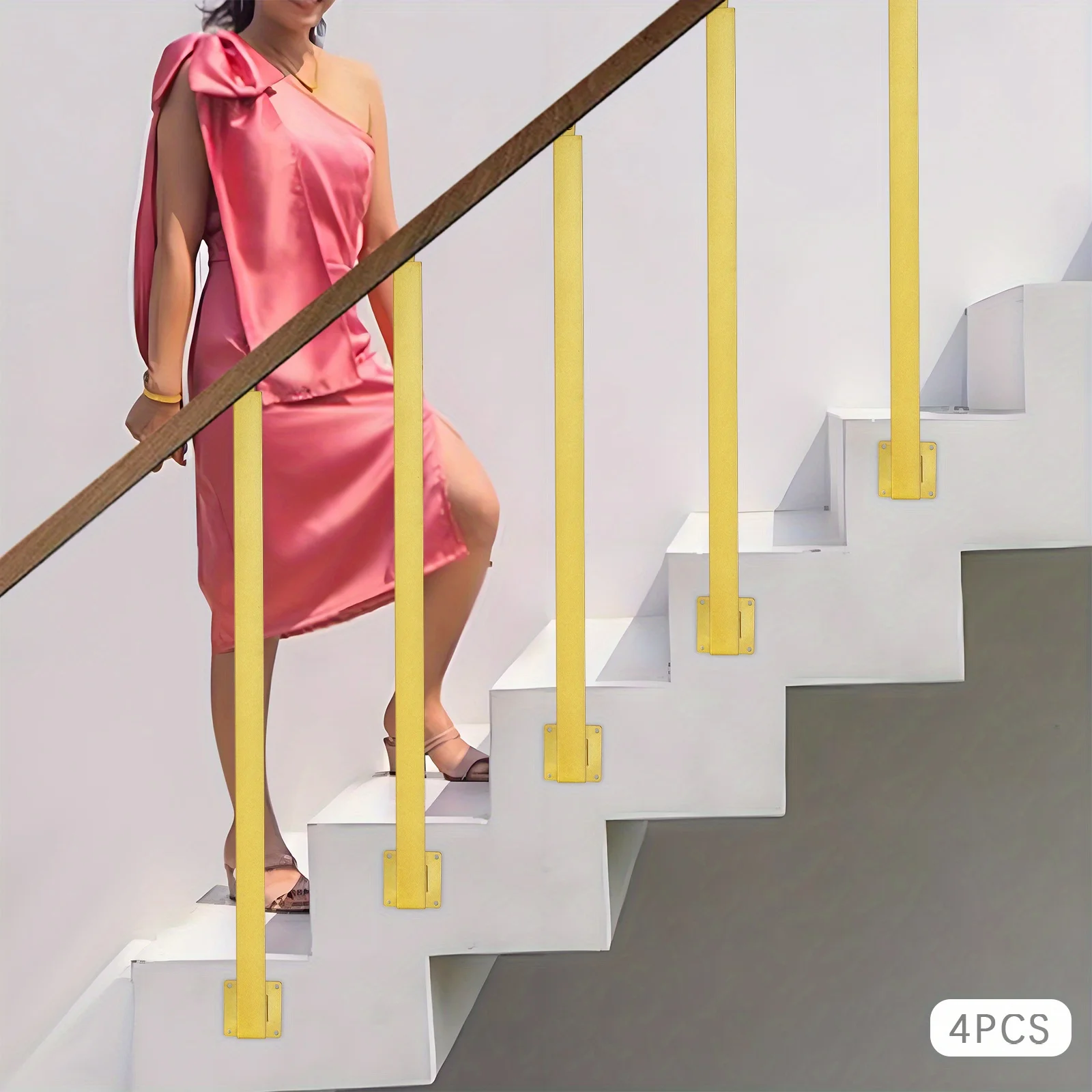4 stuks 95 cm trapleuning zijinstallatie - gouden kleur,, geschikt voor trappen, villa's, ingangen, gangen