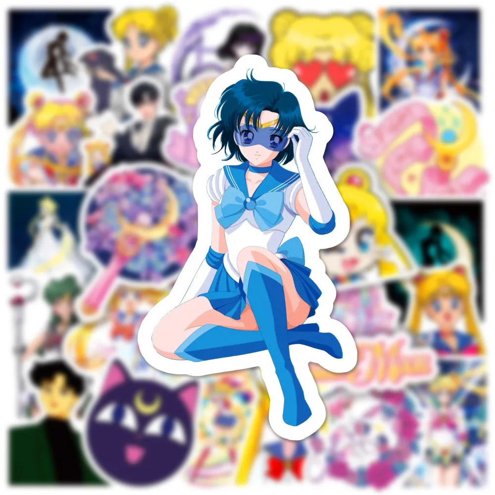 50/100PCS Cartoon Anime Sailor Moon Stickers Aesthetic Kawaii Graffiti Decals DIY Notebook Helmet Guitar Cute Girl Sticker Pack