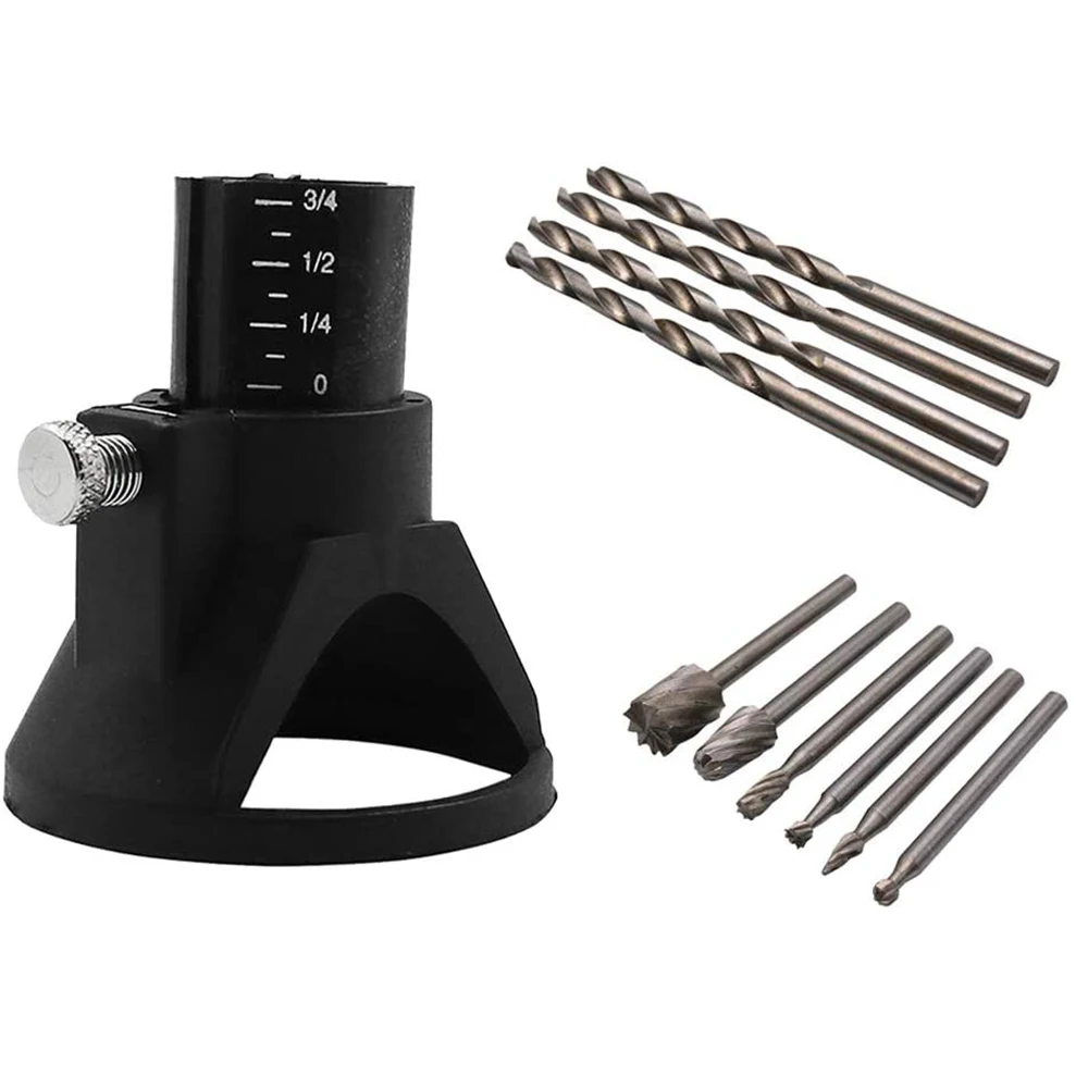 

11 Pcs Multipurpose Cutting Guide Kit Shank HSS Routing Router Bits and 4Pcs Twist Drill Bit for Rotary