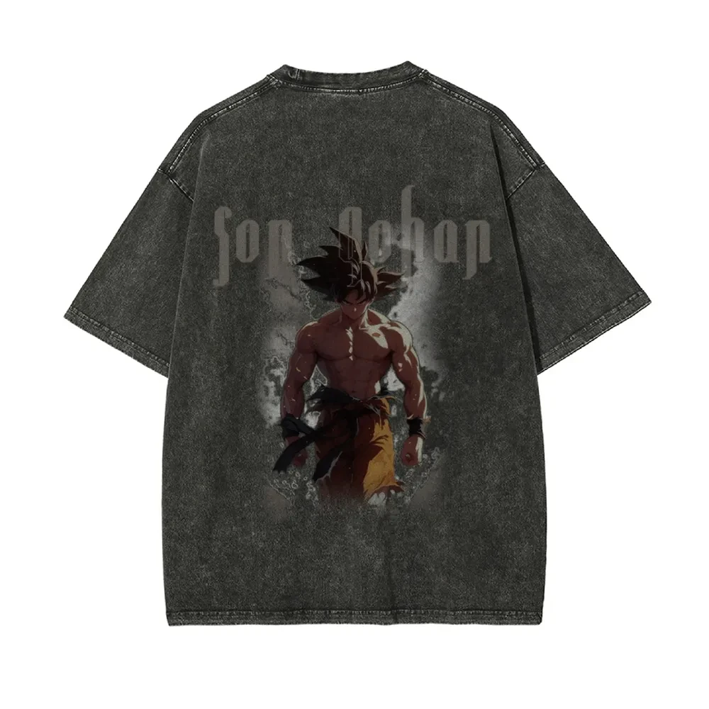 Dragon Ball Z Trunks 2025 été Streetwear t-shirt hommes noir lavé coton à manches courtes Anime graphique t-shirt avec foudre