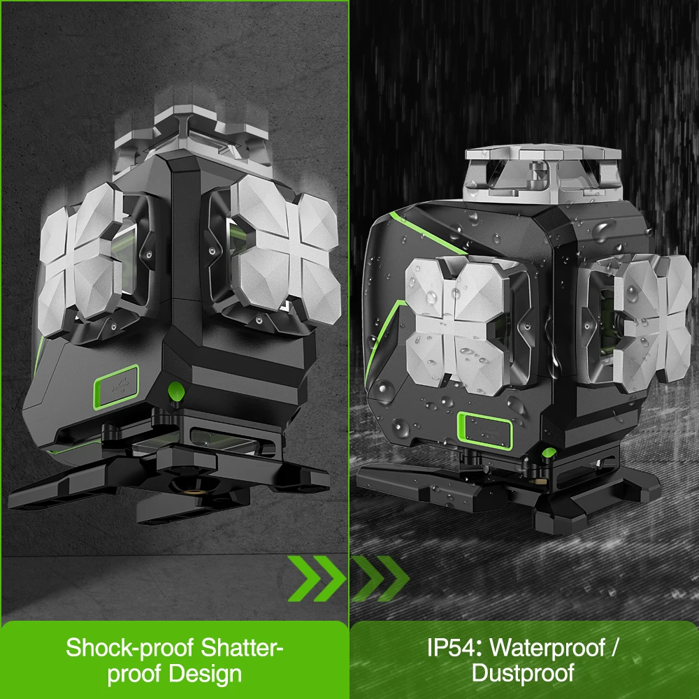 Huepar S04CG 16 lines 4D Cross Line Laser Level Bluetooth & Remote Control Functions Green Beam Lines With Hard Carry Case