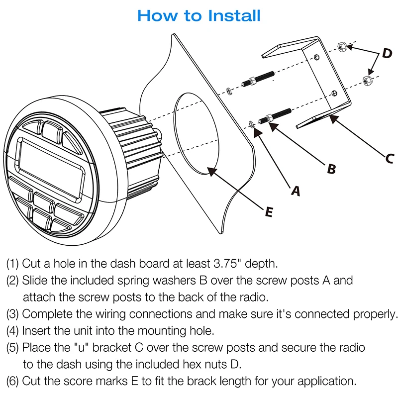 Boat Radio System Media Player Marine Radio /Speaker /FM AM Antenna Waterproof Bluetooth MP3 Audio Radio for RV ATV UTV SPA RZR