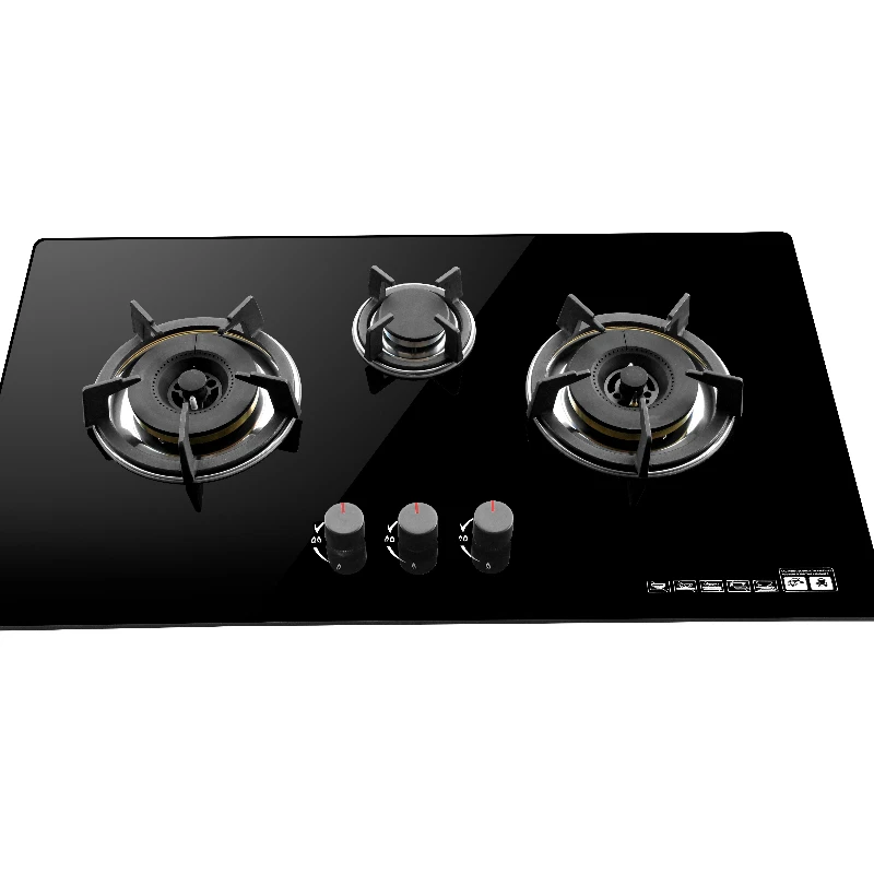 

Встраиваемая газовая плита с 3 конфорками, 86 см, стеклянная поверхность