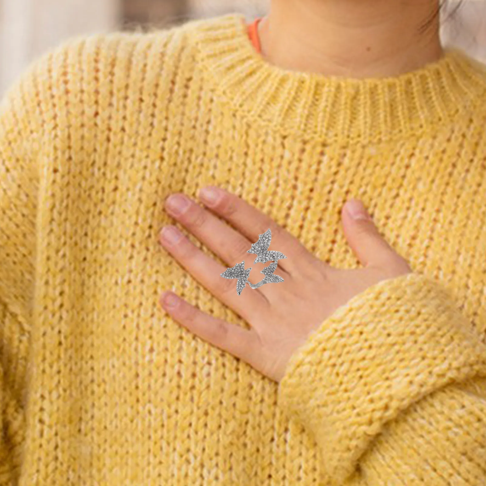 

Butterfly Ring for Women Unique Opening Design Adjustable Index Finger Alloy Thumb Fashion Jewelry Minimalist Sturdy Wedding
