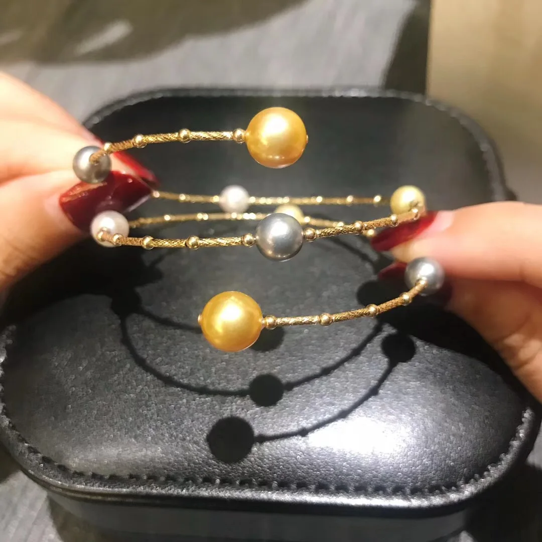 New Elastic Ring Bracelet AAA8-10mm Lulutong Natural Multi-Color Pearl Bracelet/8inch
