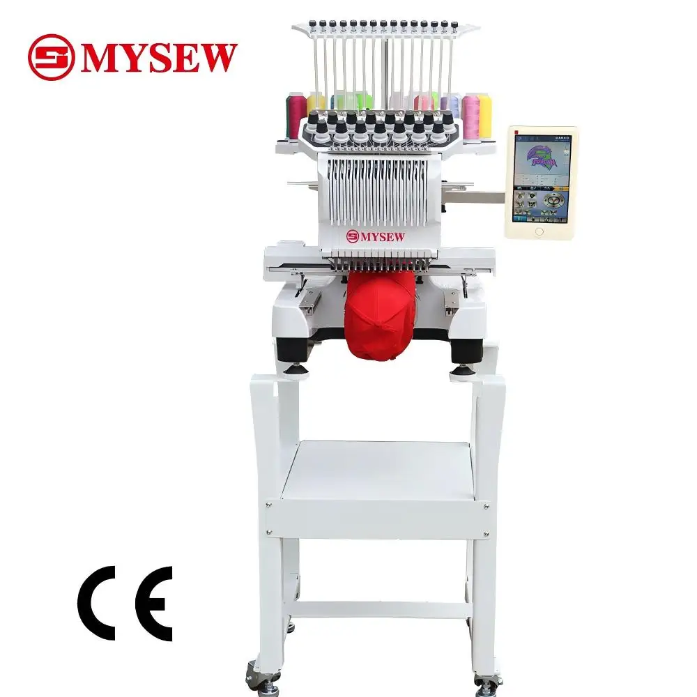 MYSEW MFS1500 High Speed Single Head 15  s Automatic Computerized  Industrial Embroidery Machine for Hat Cap Tshirt