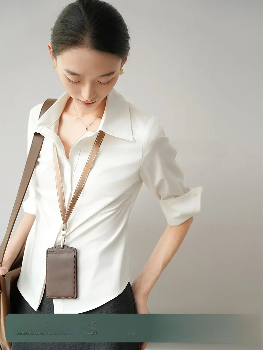 

Женская офисная рубашка Achu Tailored Beau белого цвета с коротким рукавом, приталенная, для деловых поездок, облегающего кроя, для работы в офисе