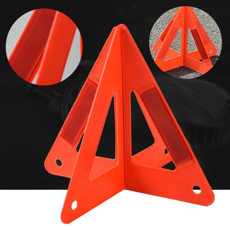 Portable Car Auto Reflective Traffic Warning Sign Triangle Foldable Solid Standing Tripod Road Emergency Standby Car Accessories