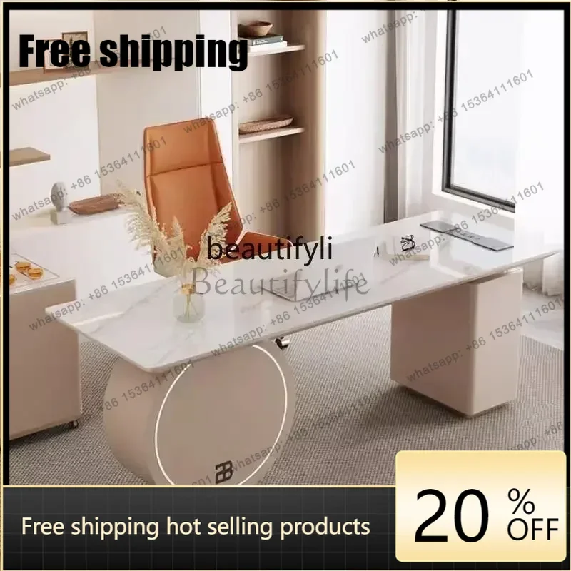 HJ Slate desk light luxury modern cream wind workbench advanced sense office computer deskSSS