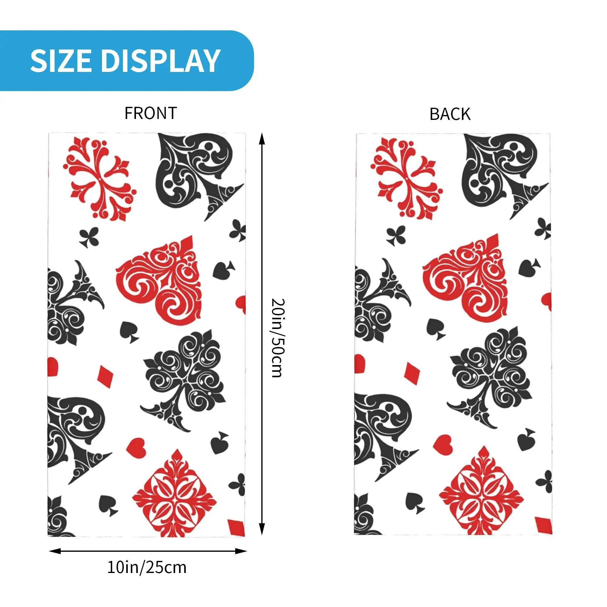 플레잉 카드 아이콘 Bandana Neck Gaiter 프린트 마스크 스카프 다용도 사이클링 스카프 라이딩 유니섹스 성인 세탁 가능