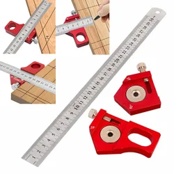 Steel Ruler Positioning Block 45/60/90 Degree Angle Scriber Line Marking Gauge Woodworking Square Scribe Tools for Ruler Locator