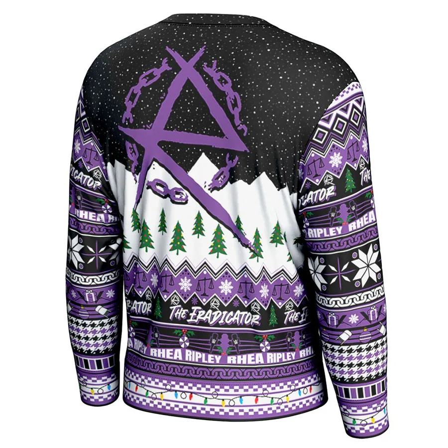 Men's Black Rhea Ripley Ugly Sweater Simple Fashionable Versatile Soft And Close Fitting Suitable For Christmas Movie Night