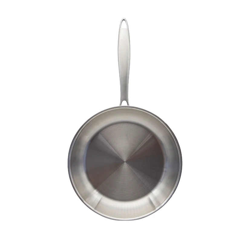 

High quality modern single handle stainless steel wok uncoated flat omelette pancake pan household