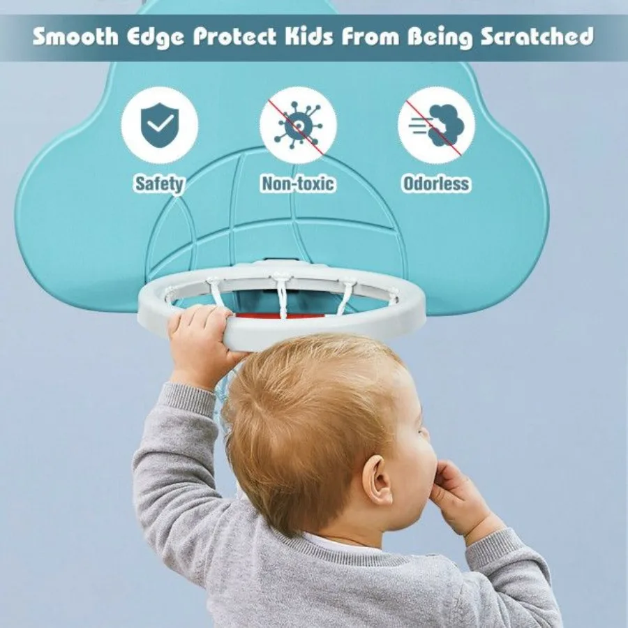 Conjunto de cesta de basquete ajustável 3 em 1 com bolas