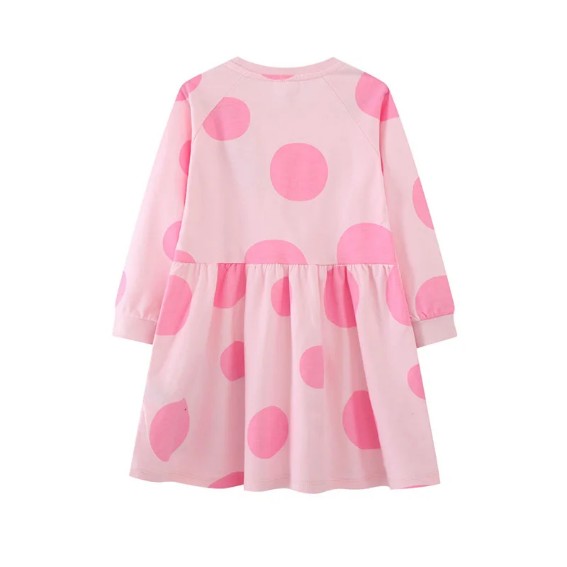 Jumping Meters 2-7T Dots Baby Long Sleeve Princess Girls Dresses Ladybug Applique Children\'s School Clothing Cute Party