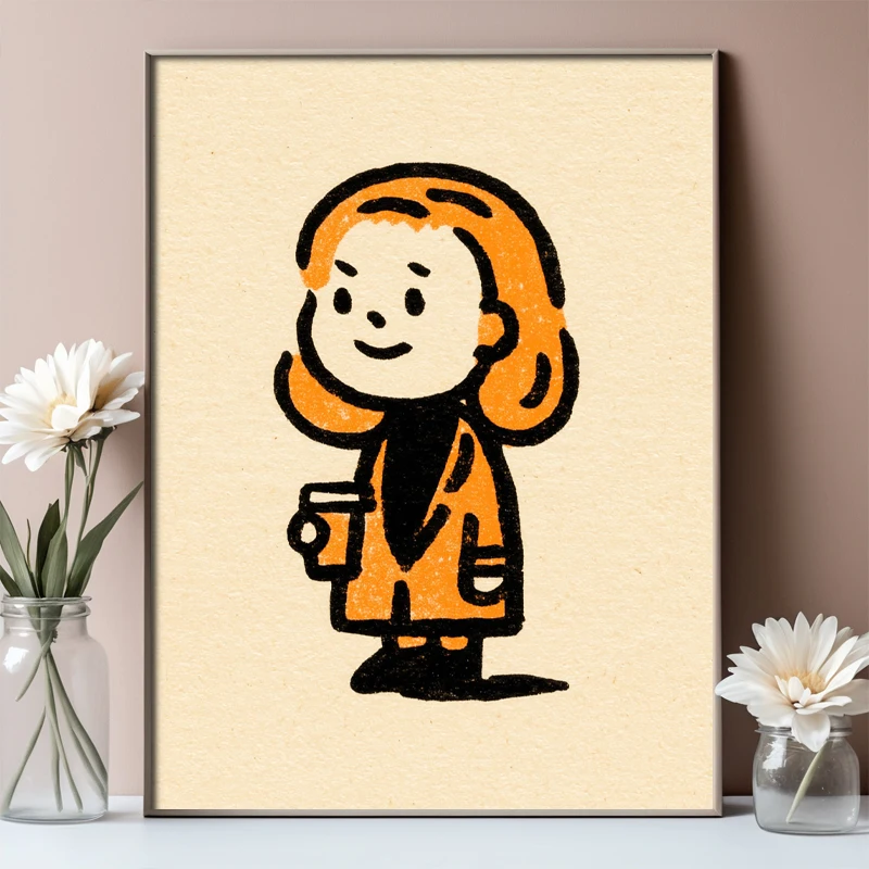 قطعة واحدة من قم بتخصيص لوحة قماشية على شكل عصا الصغيرة الخاصة بك، ملصق بدون إطار، شخصية عصا، عمل فني، تذكار #3