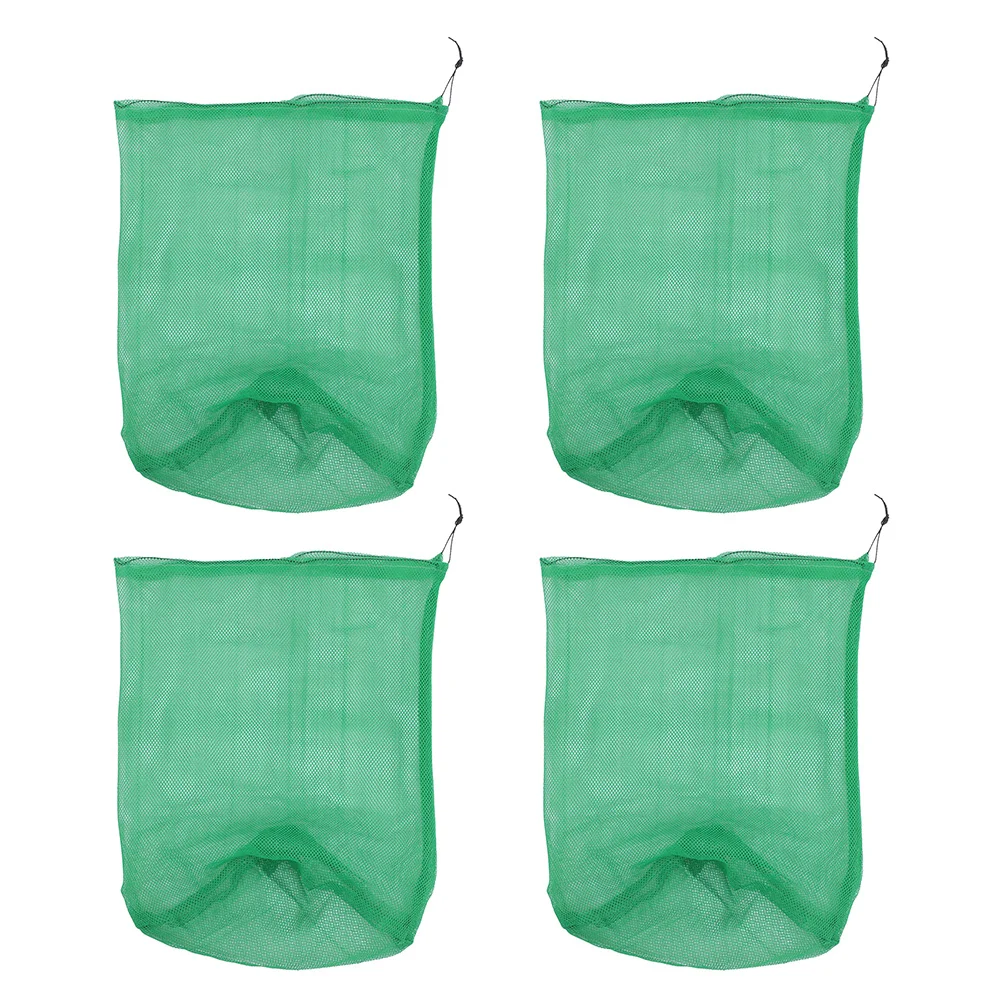 

4 Pcs Fishing Net Bag Portable Pouch Bait Fishnets Catcher Storage Nylon Large Capacity Drawstring