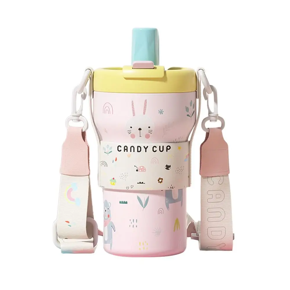 

650ML Stainless Steel Cup Ceramic Inner Liner Insulation Or Cooling High-capacity Cup Cartoon Cat Rabbit Coffee Vacuum Cup Gift